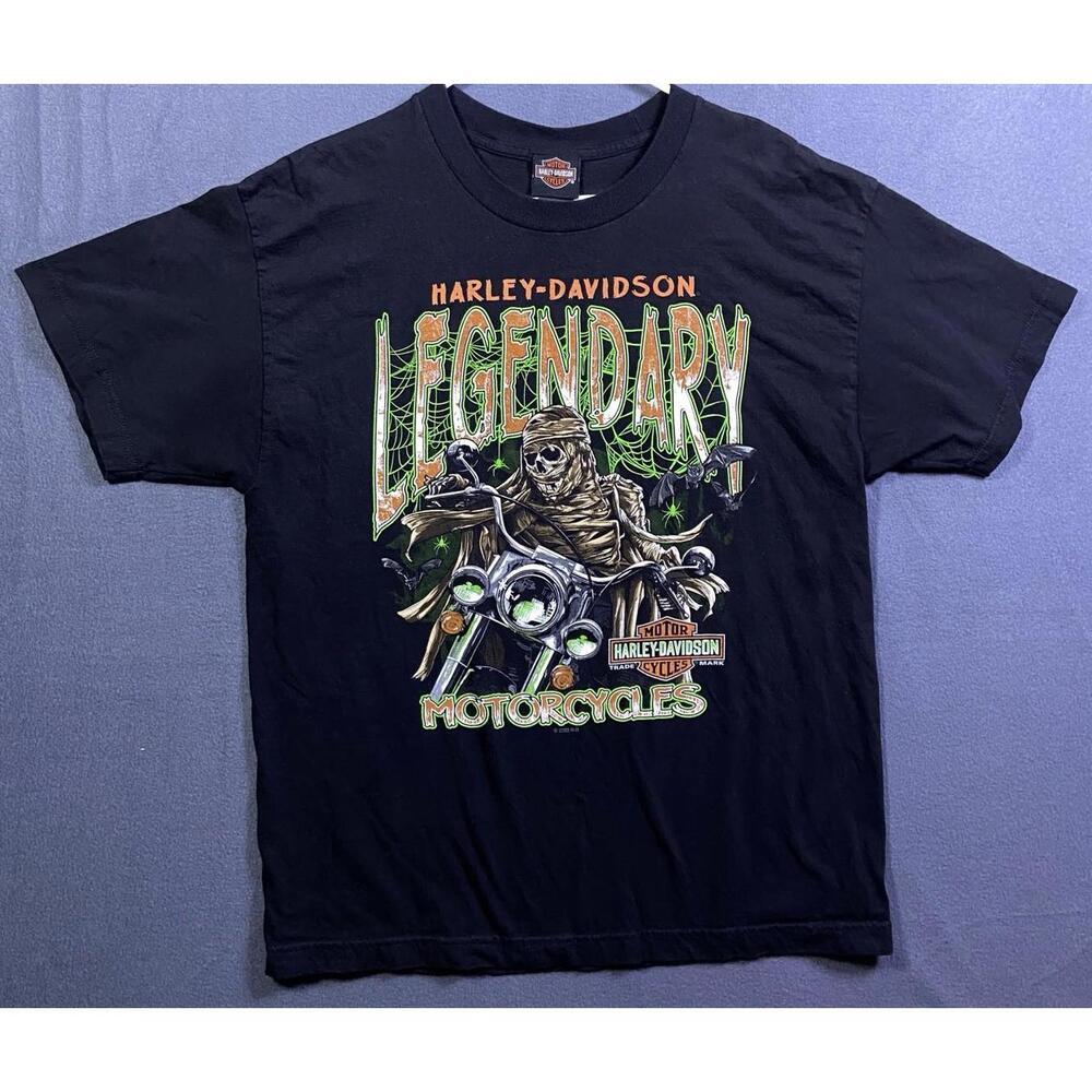 Harley-Davidson Legendary Motorcycles Mummy Skeleton Riding Motorcycle T-Shirt L